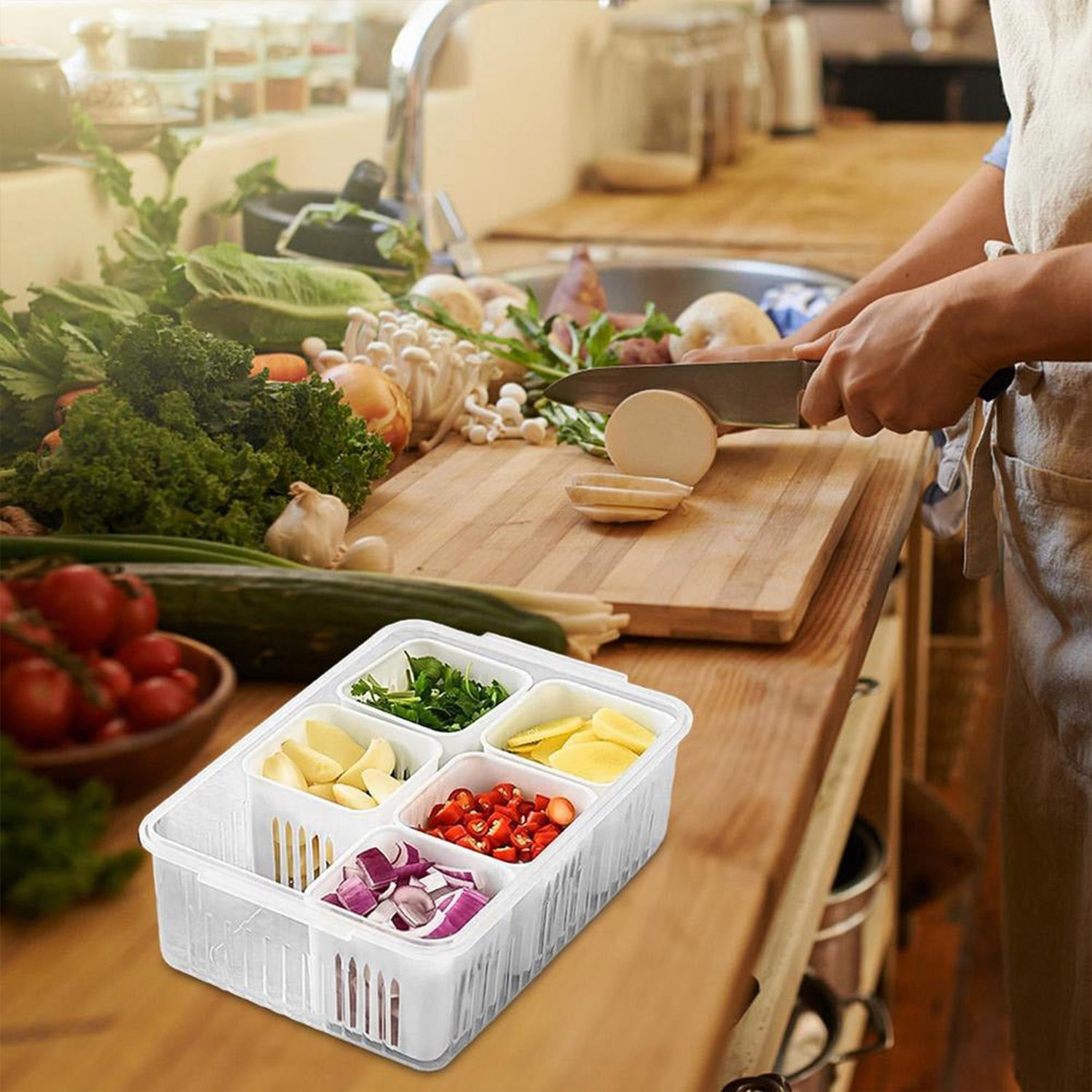 Fridge Storage Boxes Freezer Storage Containers, Container for Kitchen Storage Set, Storage in Kitchen, Vegetable Storage, Draining Crisper Refrigerator Food Box (1 Pc) Fridge Storage Boxes Freezer Storage Containers, Container for Kitchen Storage Set, Storage in Kitchen, Vegetable Storage, Draining Crisper Refrigerator Food Box (1 Pc)